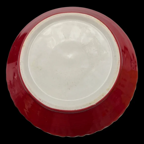 Retro Vintage Ceramic Red White Basket Weave Decorative Vase - Picture 6 of 8